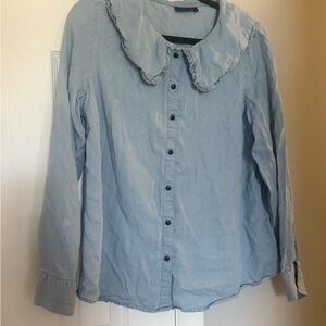 Zizzi Sky Blue Collar Shirt